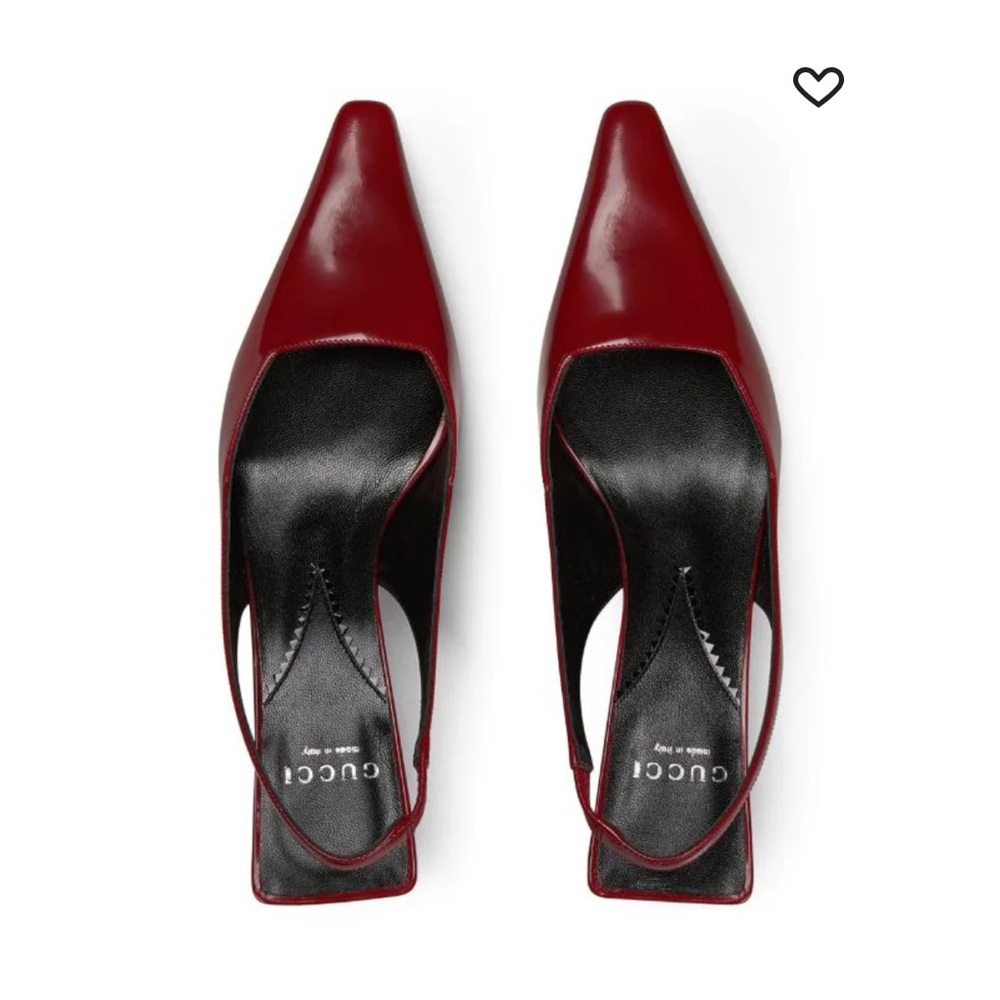 Gucci Mallory 55 Patent Leather Slingback Pumps - Cherry size EU 39